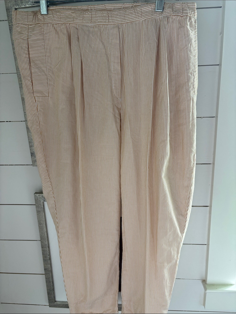 Women's Cream Pinstripe Casual Pants